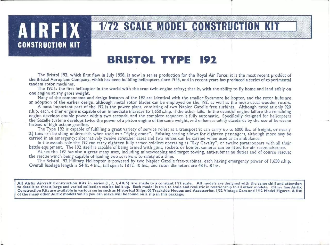 Page 1 of 5, Airfix 72 Bristol 192 Belvedere (382)