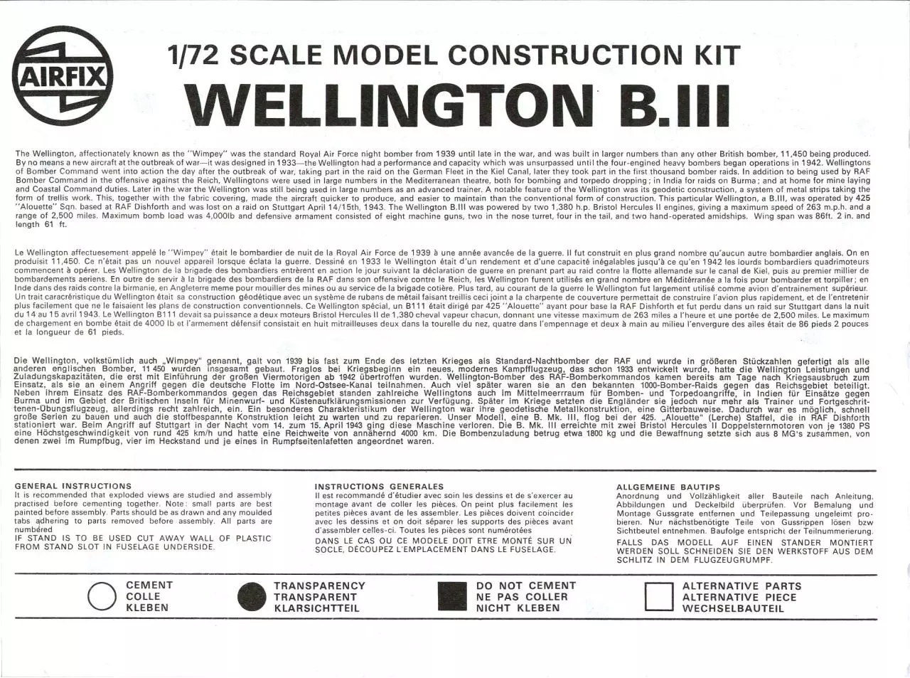Page 1 of 5, Airfix 72 Vickers Armstrong Wellington B.III (04001 5)