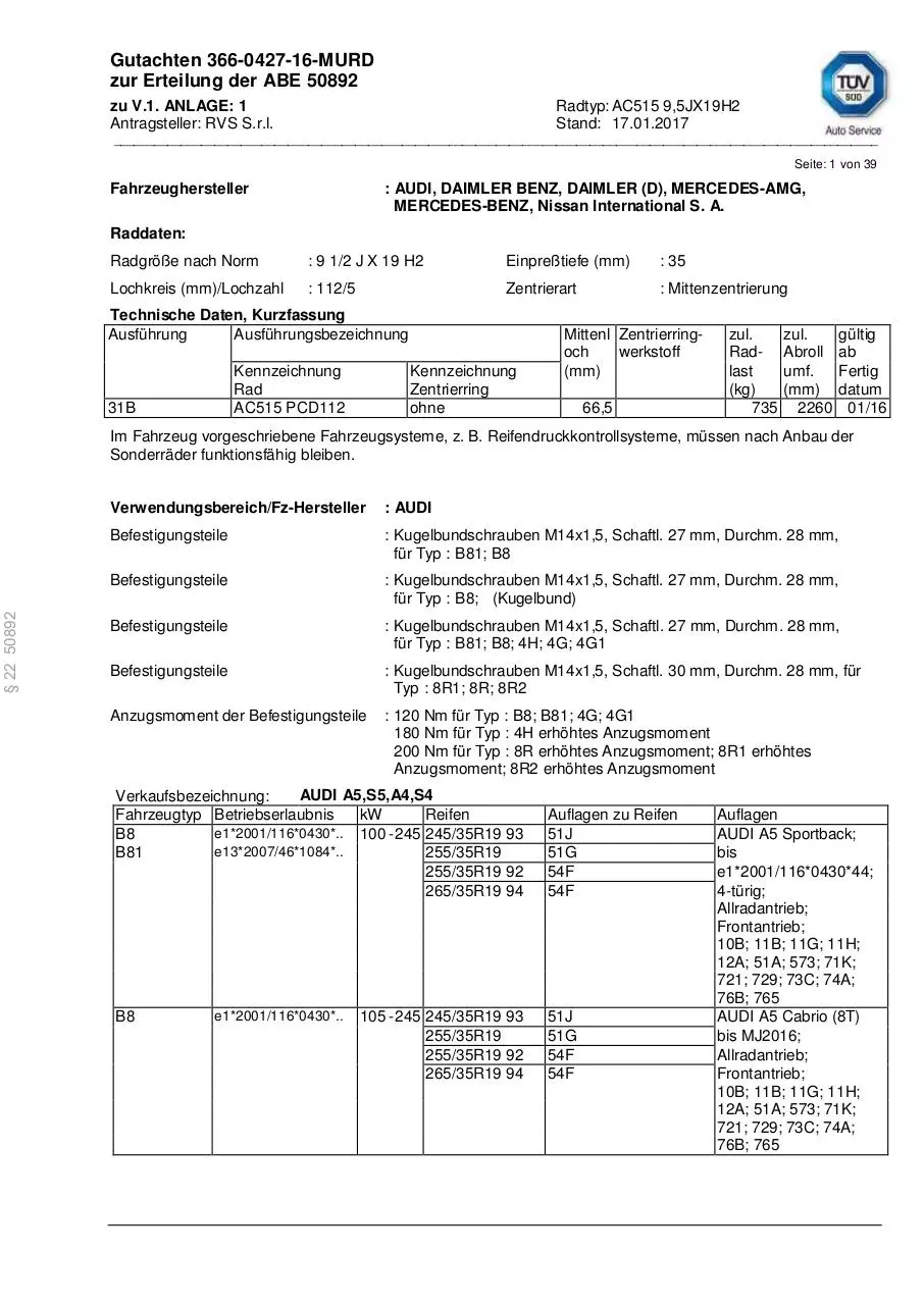 Page 1 of 39, DM04 95X19 5X112 ET35 666