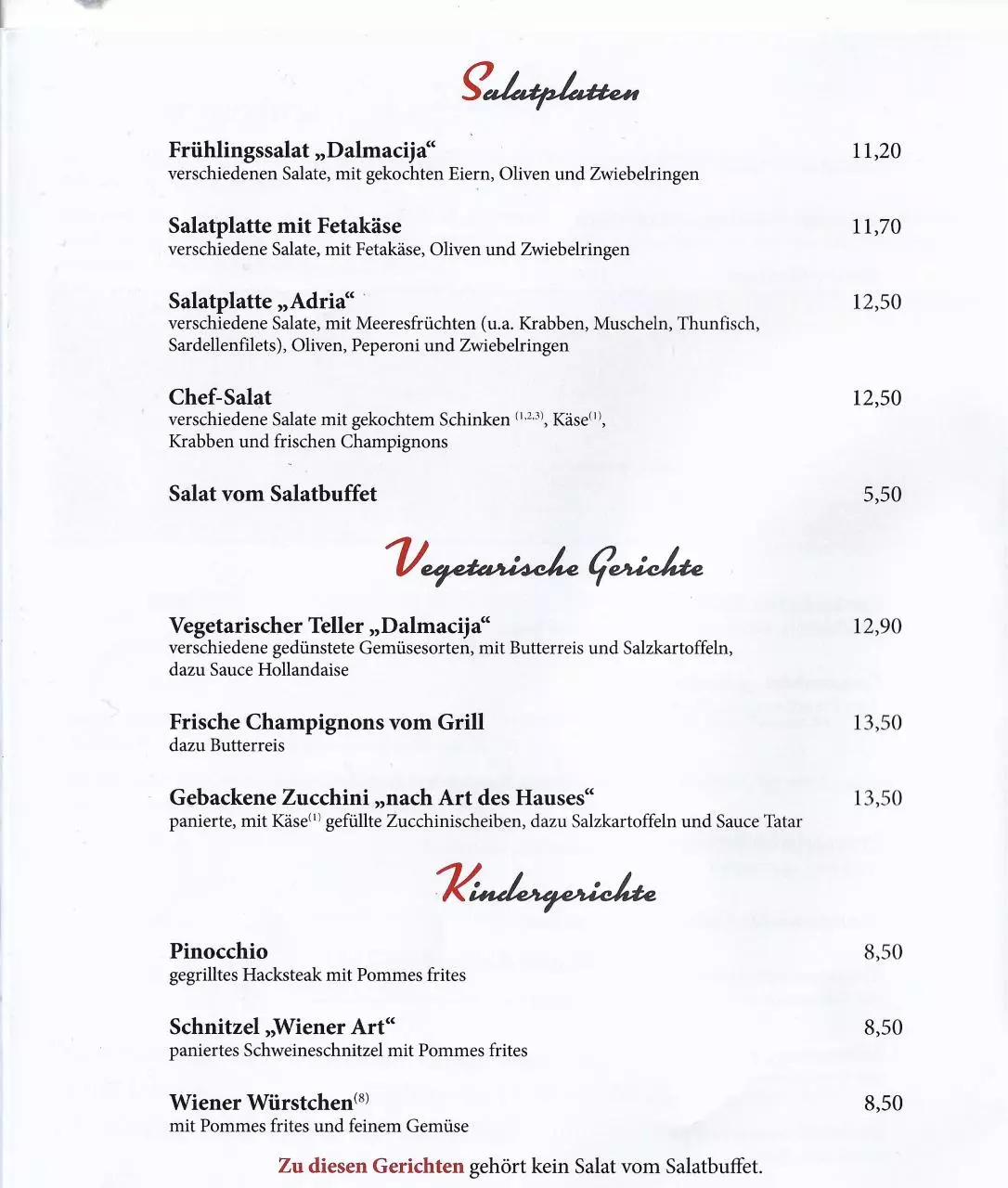 Page 4 of 11, Speisekarte Restaurant & Steakhaus Dalmacija