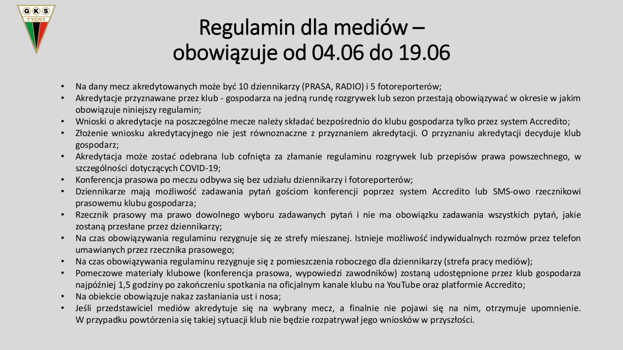 Document preview Zasady pracy mediÃ³w Stadion Miejski Tychy 04.06-19.06.pdf - page 2/5