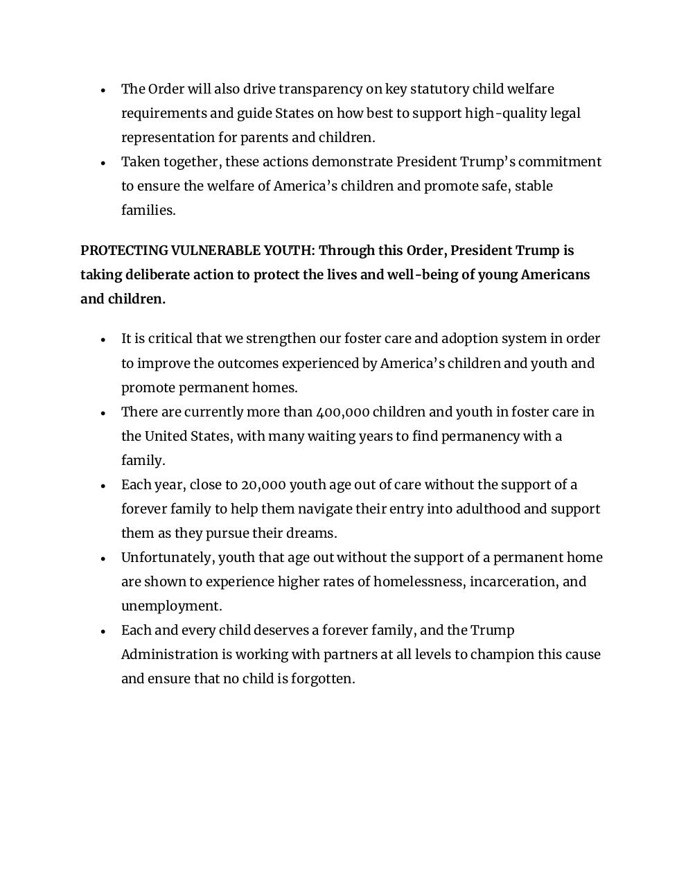 Document preview Factsheet on Strengthening America's Child Welfare System and Improving Outcomes for Children and Families.pdf - page 2/3