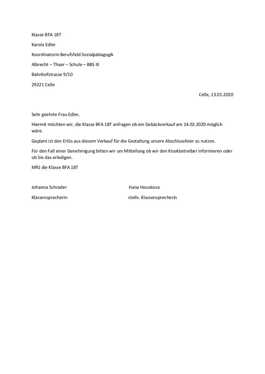 Page 1 of 1, BFA 18T Gebäck Verkauf