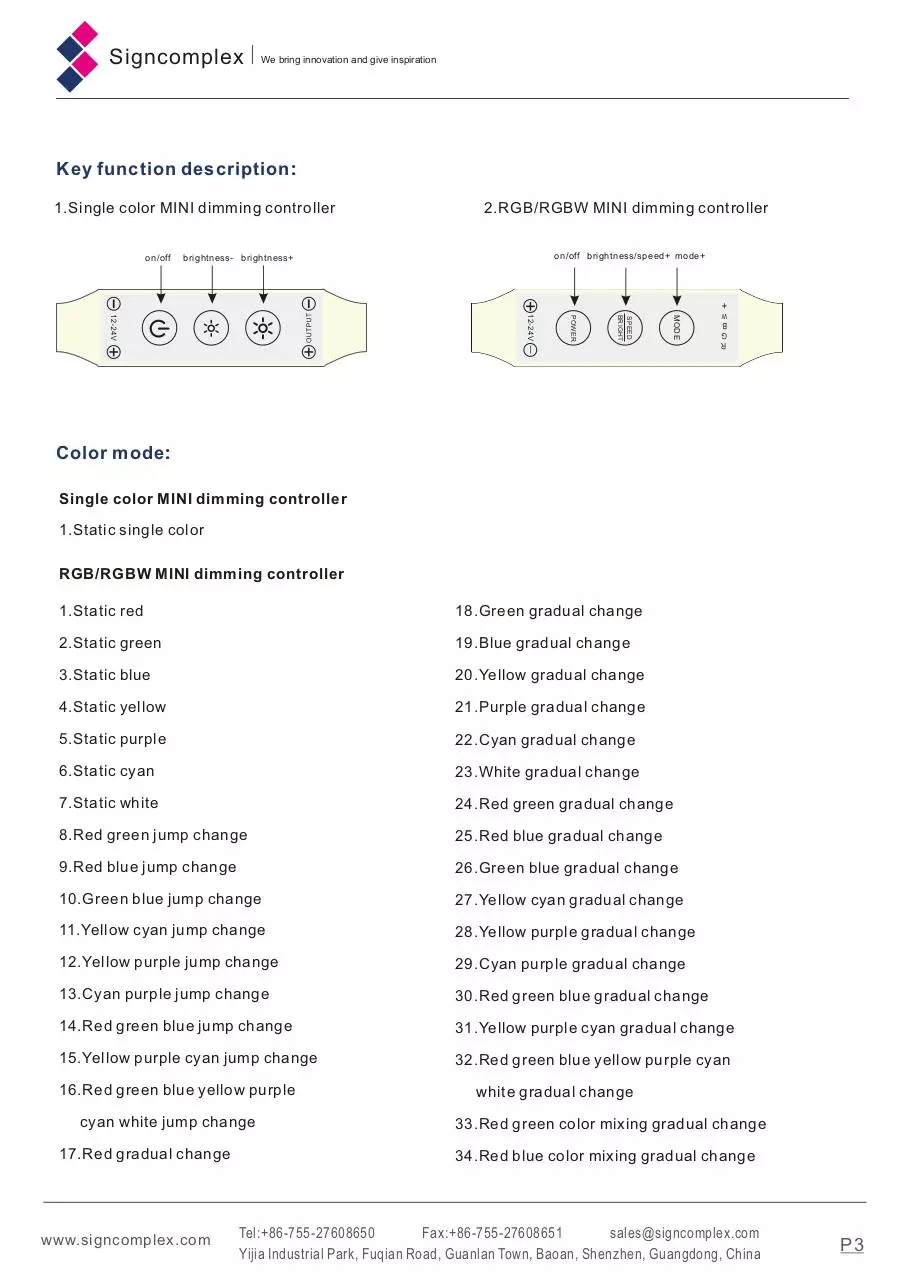 Page 3 of 4, led mini dimming controller lc 0rgb d4 23 lc 000w d4 05 lc rgbw d4 23