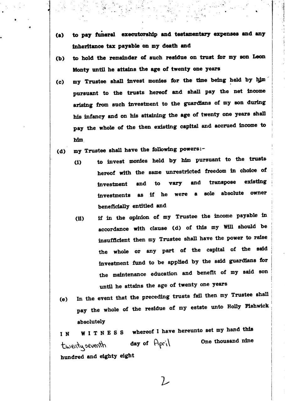 Page 3 of 4, paul gregory monty last will and testament 27apr 1988