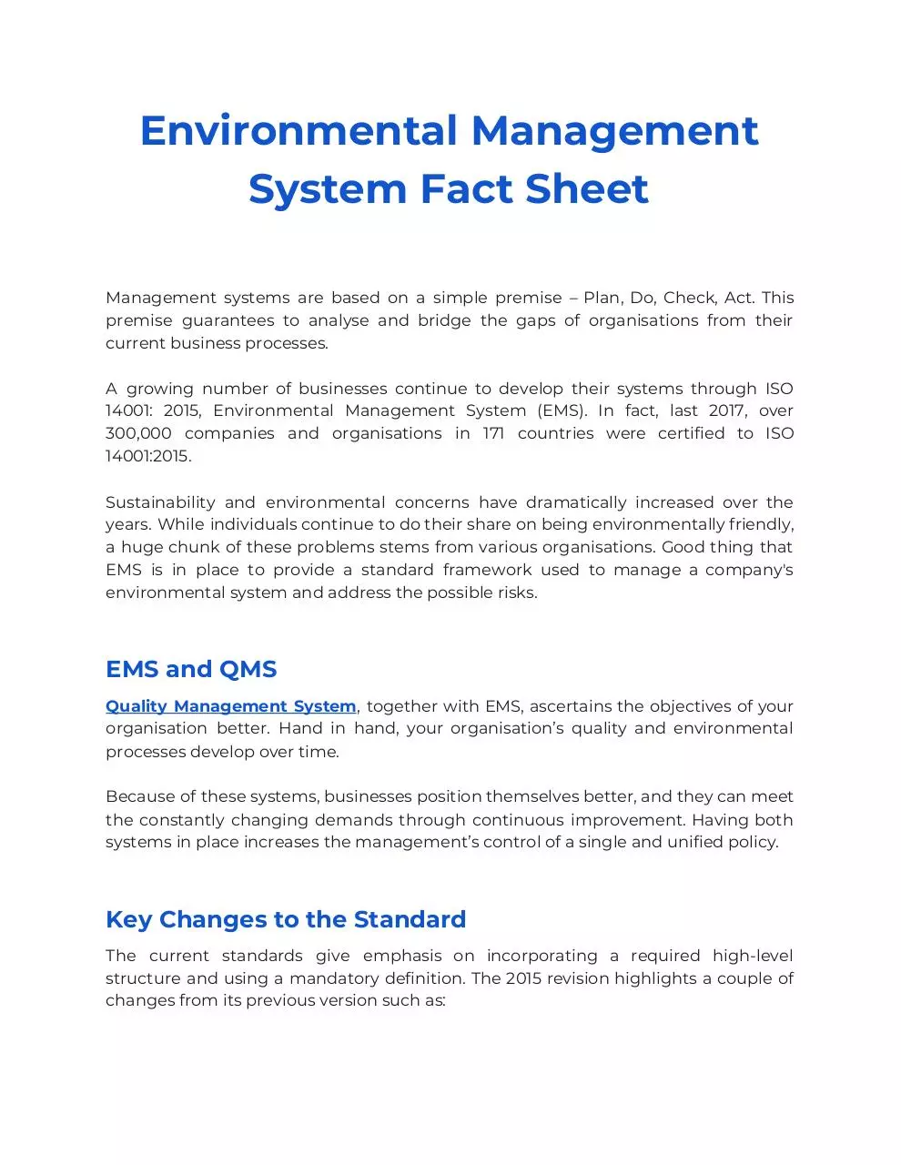 Page 2 of 6, Environmental Management System Fact Sheet