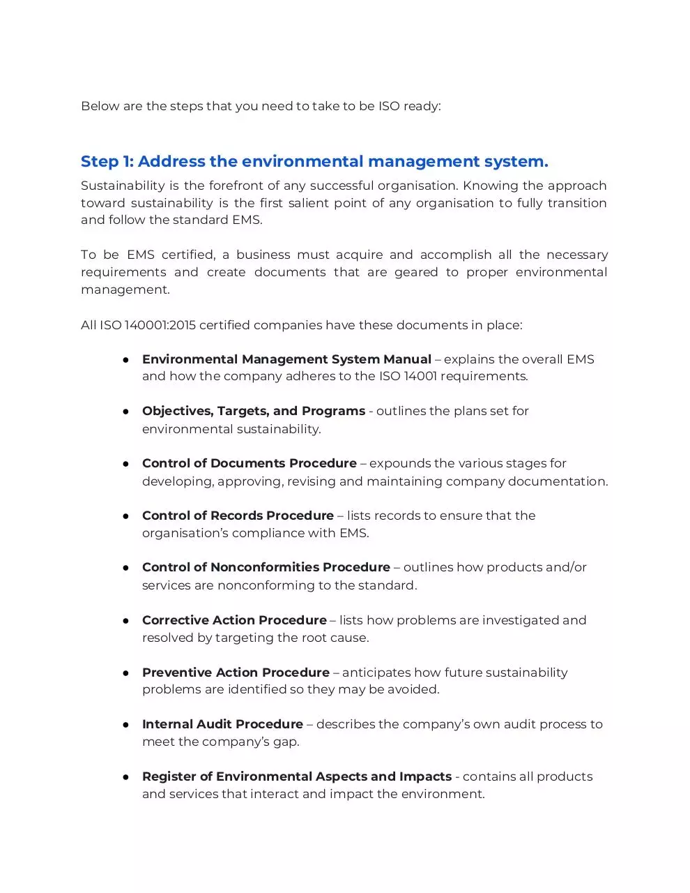Page 4 of 6, Environmental Management System Fact Sheet