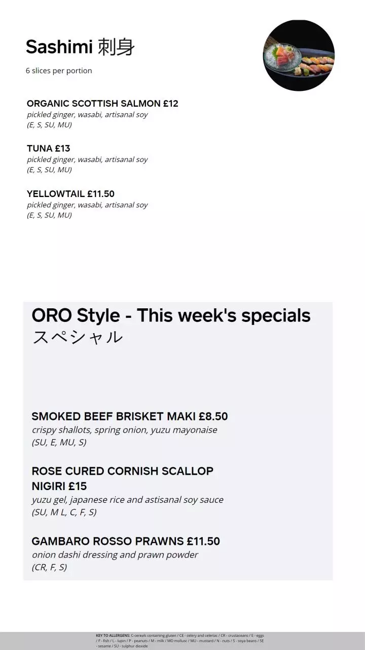 Page 2 of 3, MENU ORO SUSHI