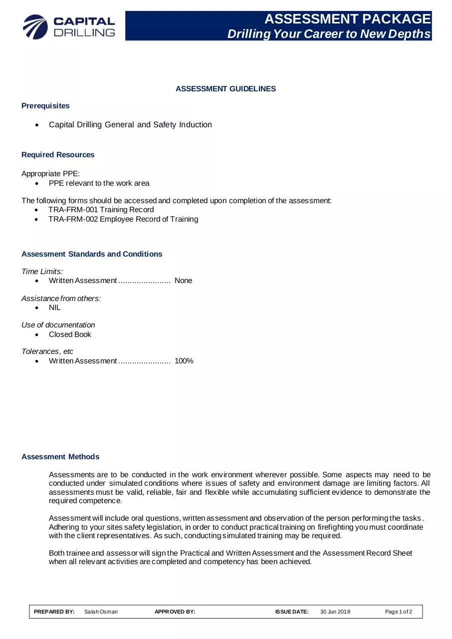 Page 1 of 2, 2835077298CD HSE TRA General and Safety Induction Guidelines