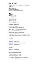 Page 2, Onto the Stage Slighted Souls and other stage and radio plays,
