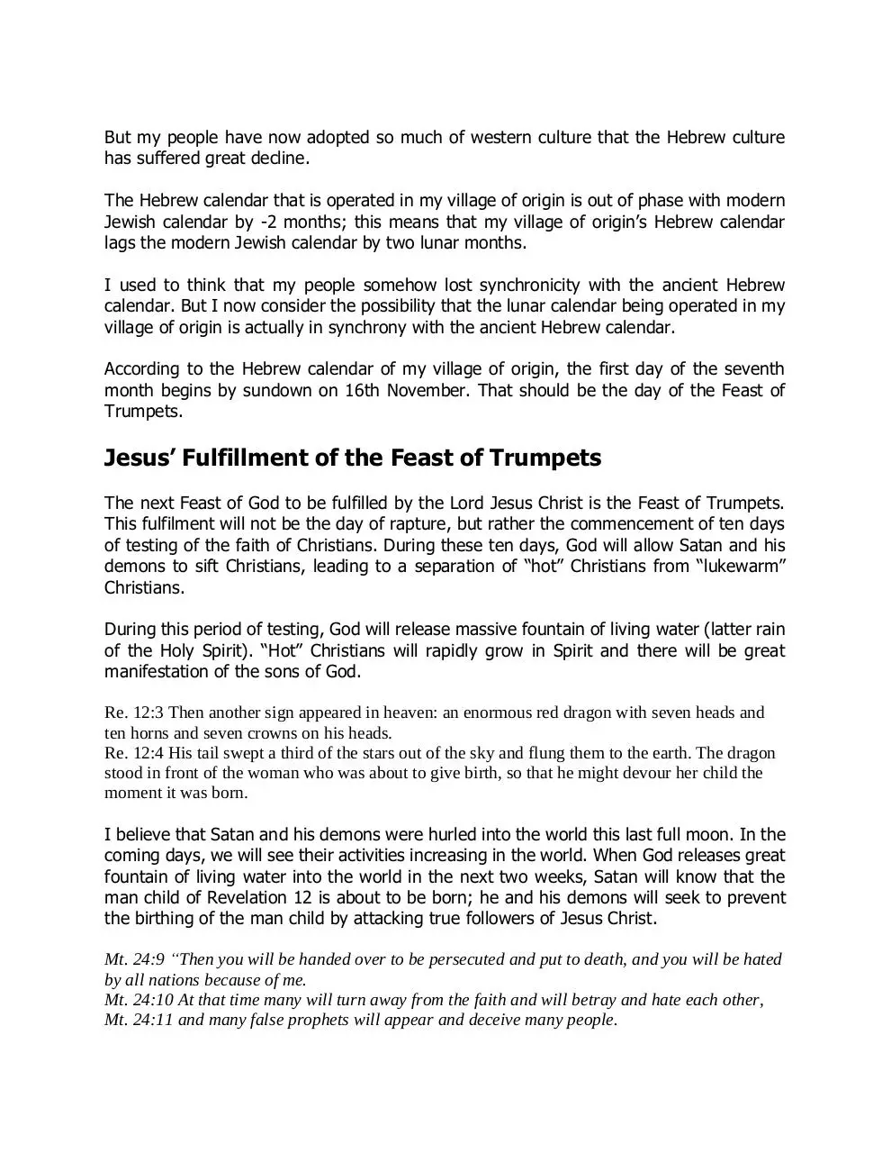 Page 3 of 4, POSSIBLE TIMING OF THE RAPTURE