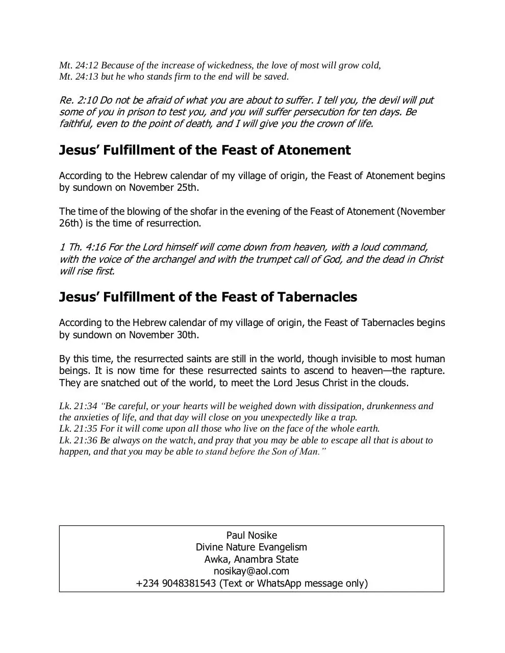 Page 4 of 4, POSSIBLE TIMING OF THE RAPTURE
