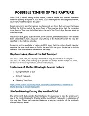 Page 1, POSSIBLE TIMING OF THE RAPTURE
