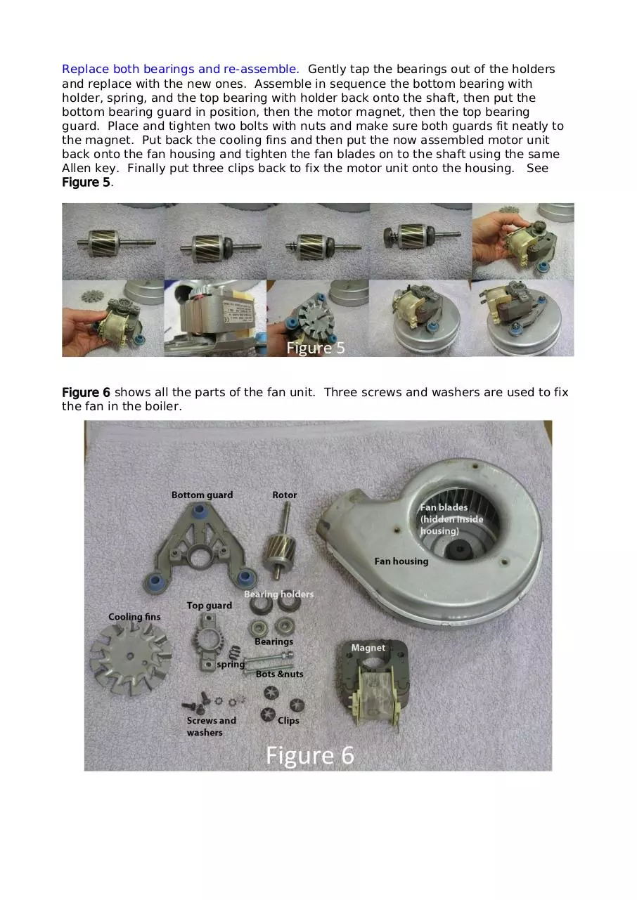 Page 4 of 6, boiler fan bearings replacement instructions