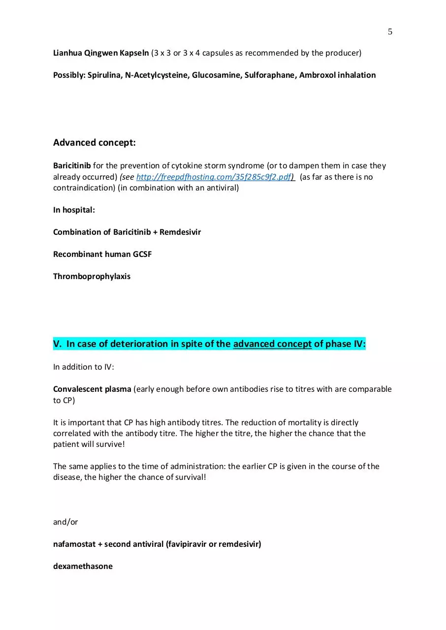 Page 5 of 8, Concept for therapy of COVID 19