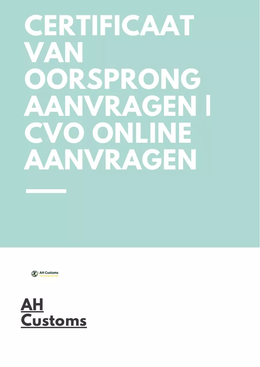 Page 1 of 3, Certificaat Van Oorsprong Aanvragen