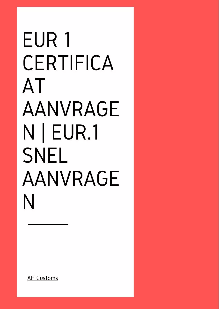 Page 1 of 3, EUR 1 Certificaat Aanvragen