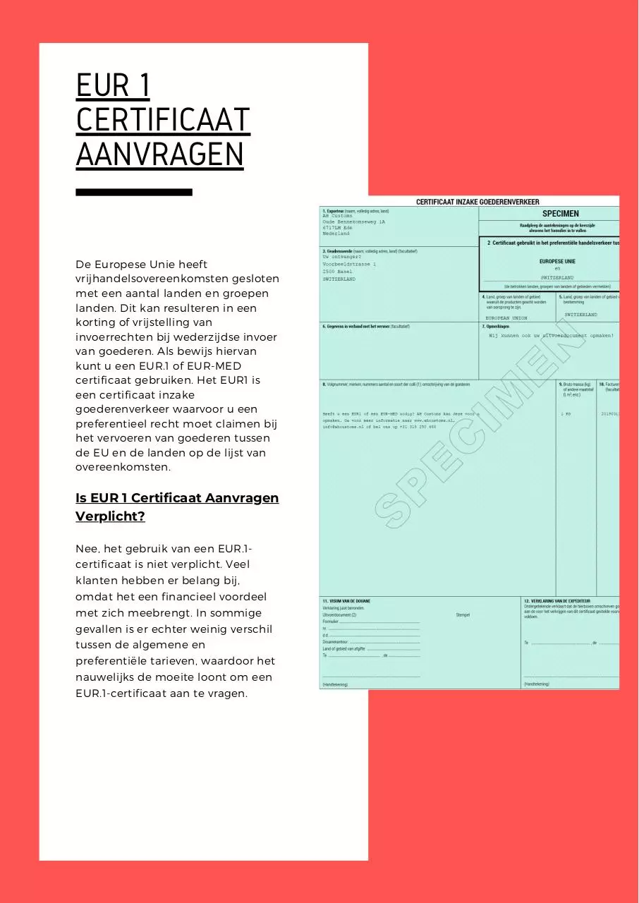Page 2 of 3, EUR 1 Certificaat Aanvragen