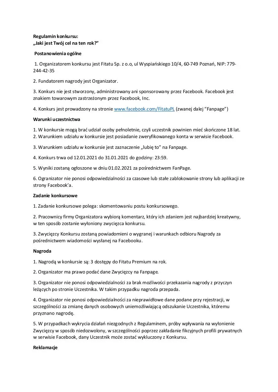 Page 1 of 2, Konkurs fb regulamin