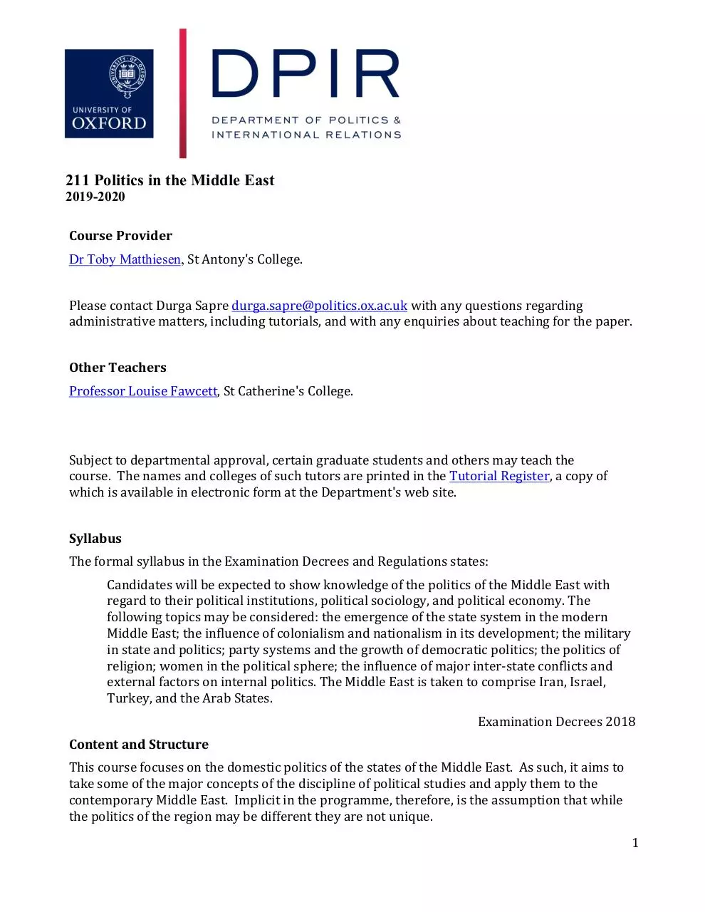 Page 1 of 31, 211 Politics in the Middle East 2019 20[2]