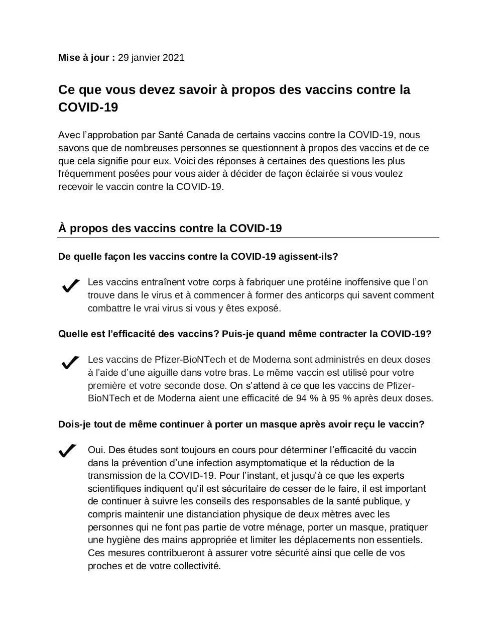 Page 1 of 10, COVID 19 Vaccines Fact Sheet 20210129 FR