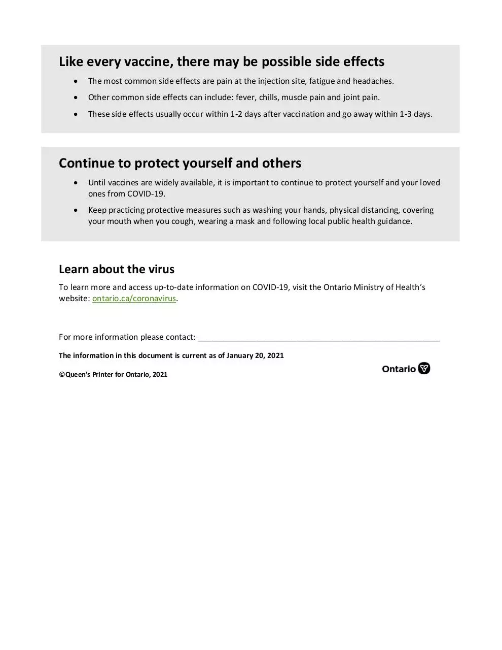 Page 2 of 2, factsheet covid 19 vaccines