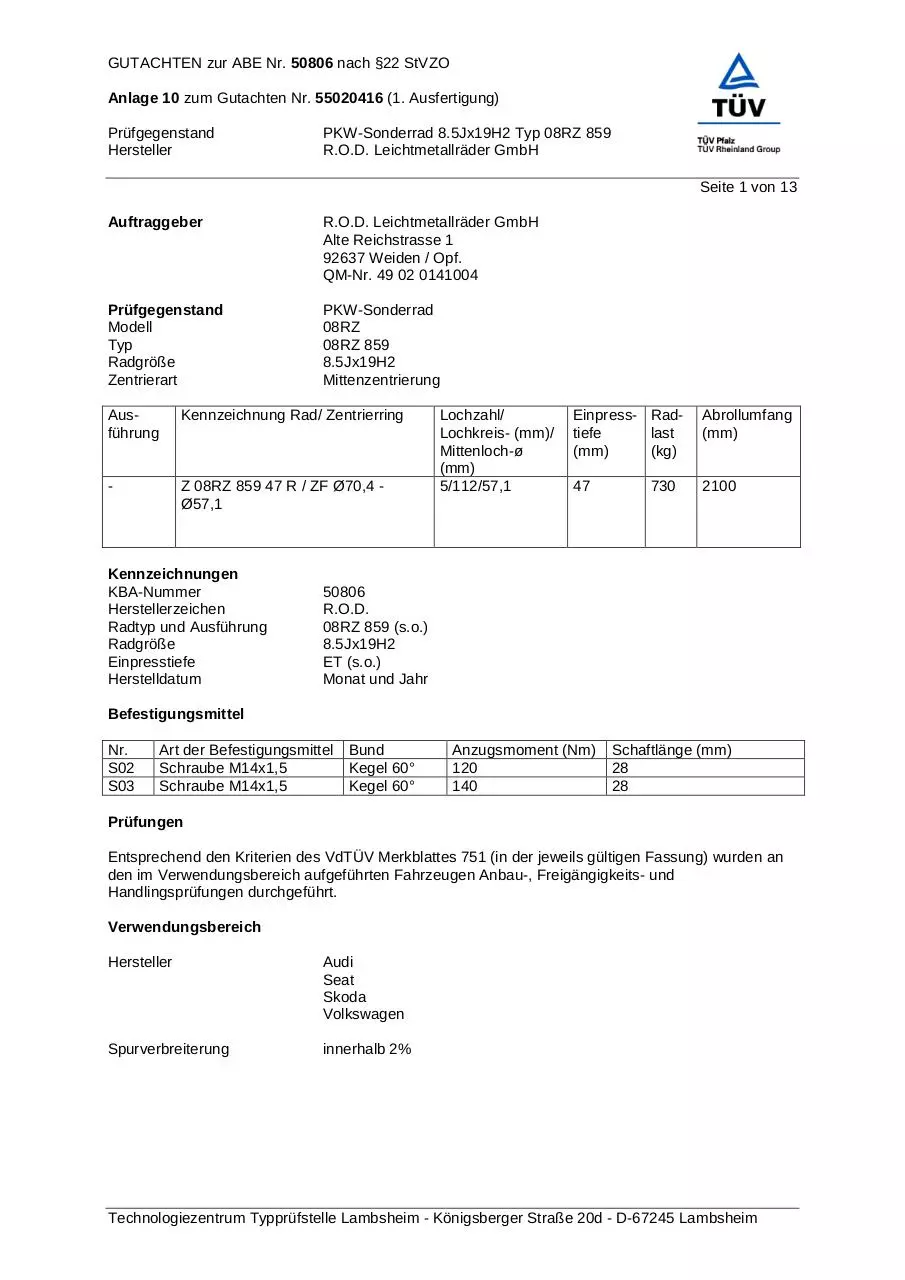 Page 1 of 13, AUDI SEAT SKODA VOLKSWAGEN 00276023