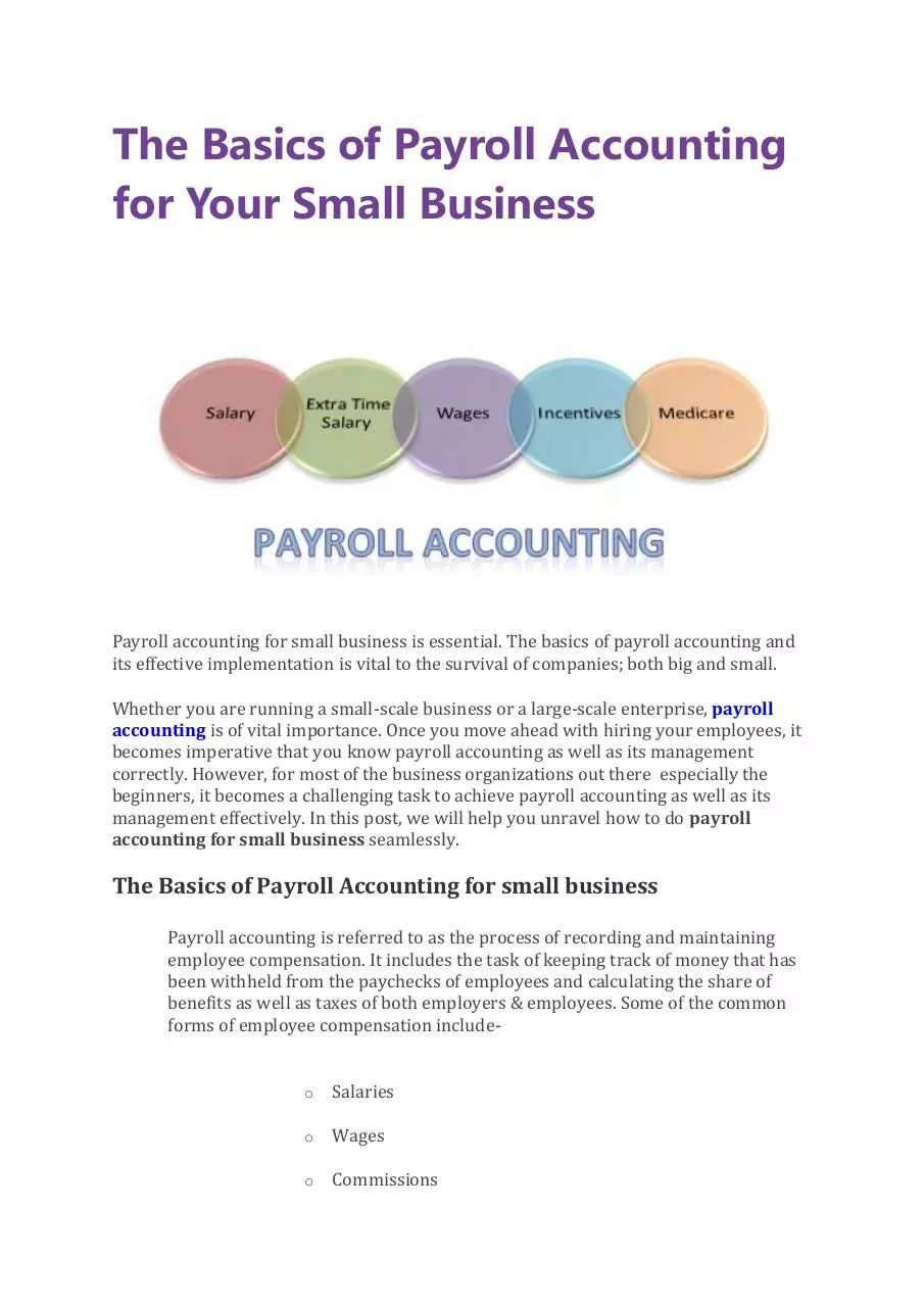 Page 1 of 5, The Basics of Payroll Accounting for Your Small Business