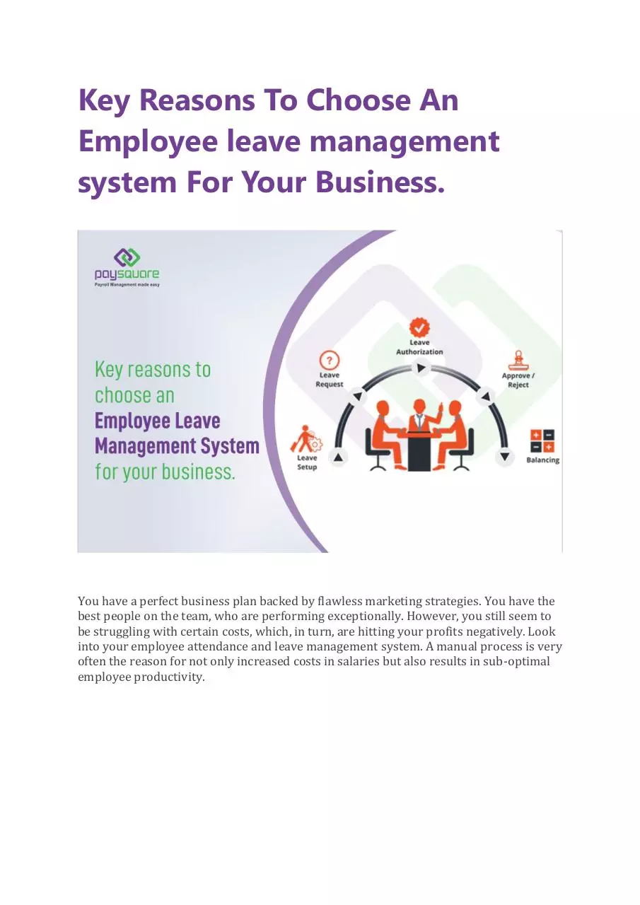 Page 1 of 4, Key Reasons To Choose An Employee leave management system For Your Business