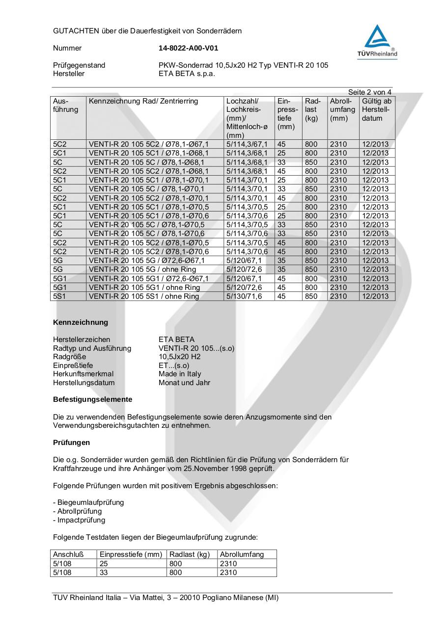 Document preview Festigkeit Venti 10,5x20.pdf - page 2/4