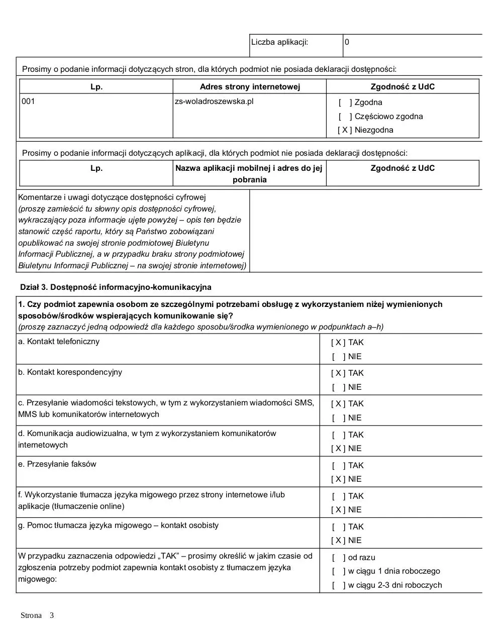 Page 3 of 5, deklaracja dostępności SP