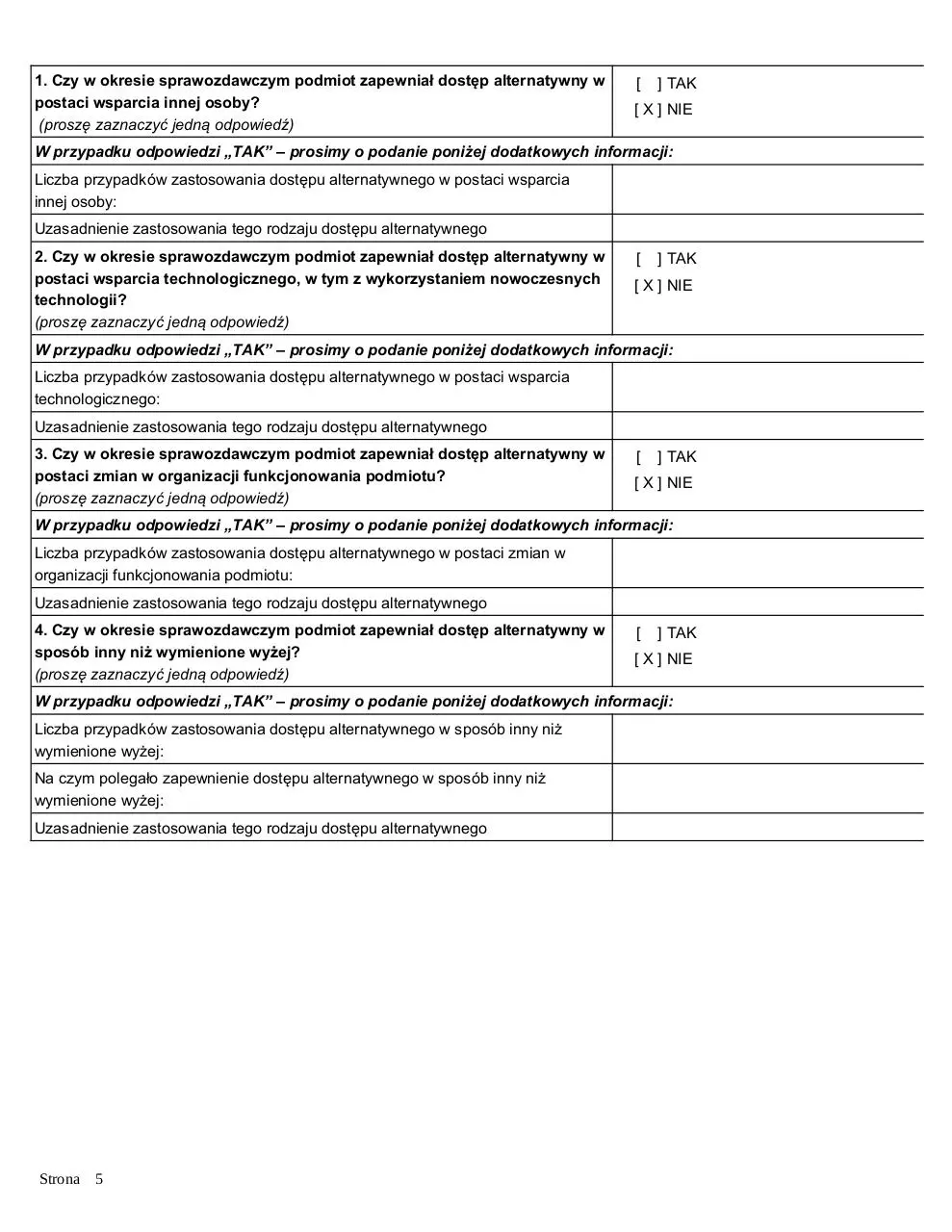 Page 5 of 5, deklaracja dostępności SP