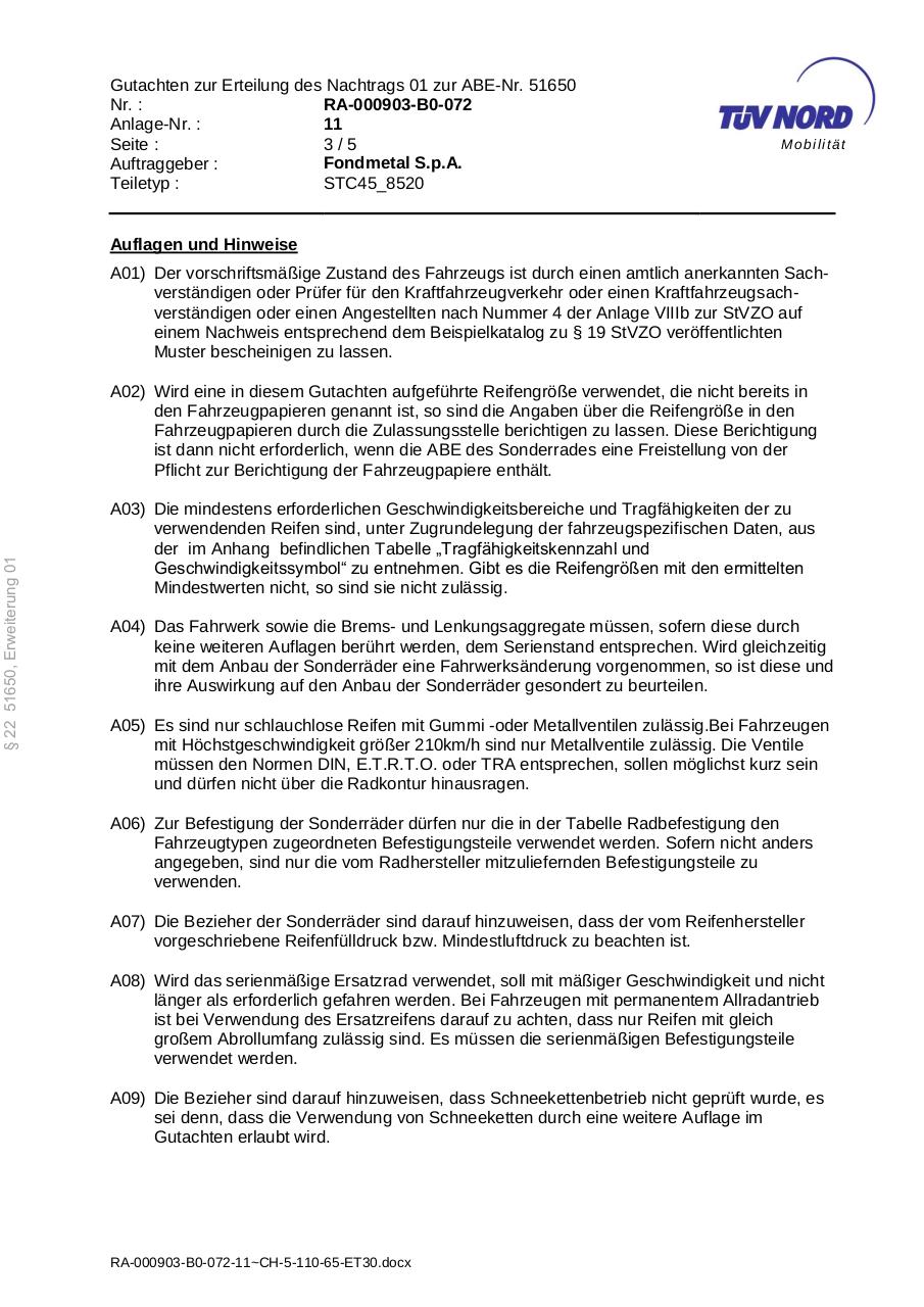 Document preview STC-45 8.5x20 5x110 ET30 65.1 (Chrysler USA).pdf - page 3/5
