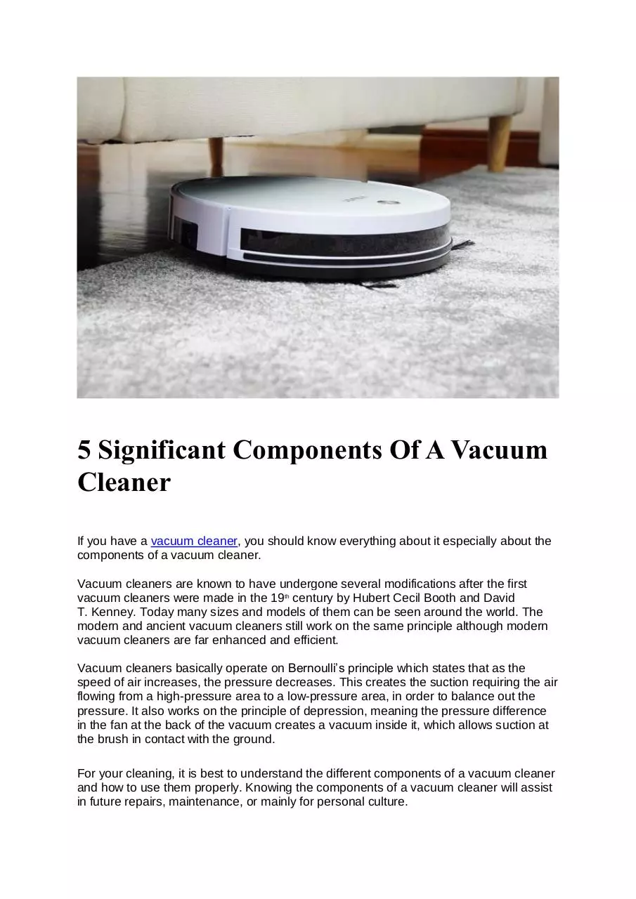 Page 1 of 4, 5 Significant Components Of A Vacuum Cleaner