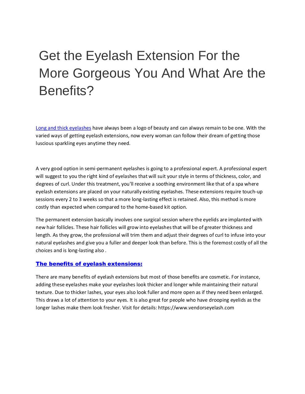 Document preview Get the Eyelash Extension For the More Gorgeous You And What Are the Benefits.pdf - page 1/1