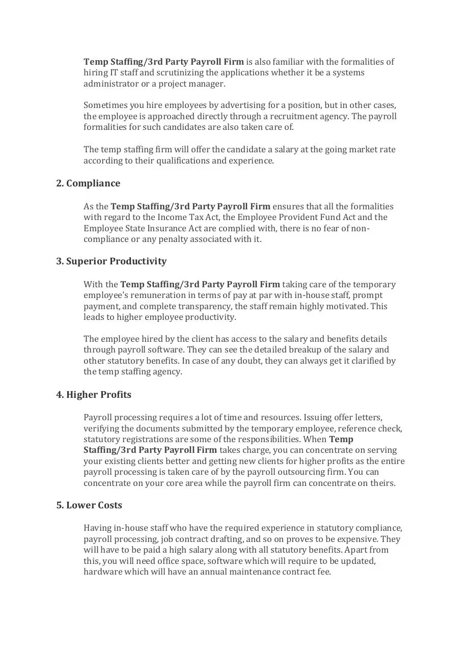 Page 3 of 4, Top 7 Reasons to Use A Temp Staffing or 3rd Party Payroll Firm for your company