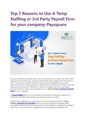 Page 1, Top 7 Reasons to Use A Temp Staffing or 3rd Party Payroll Firm for your company