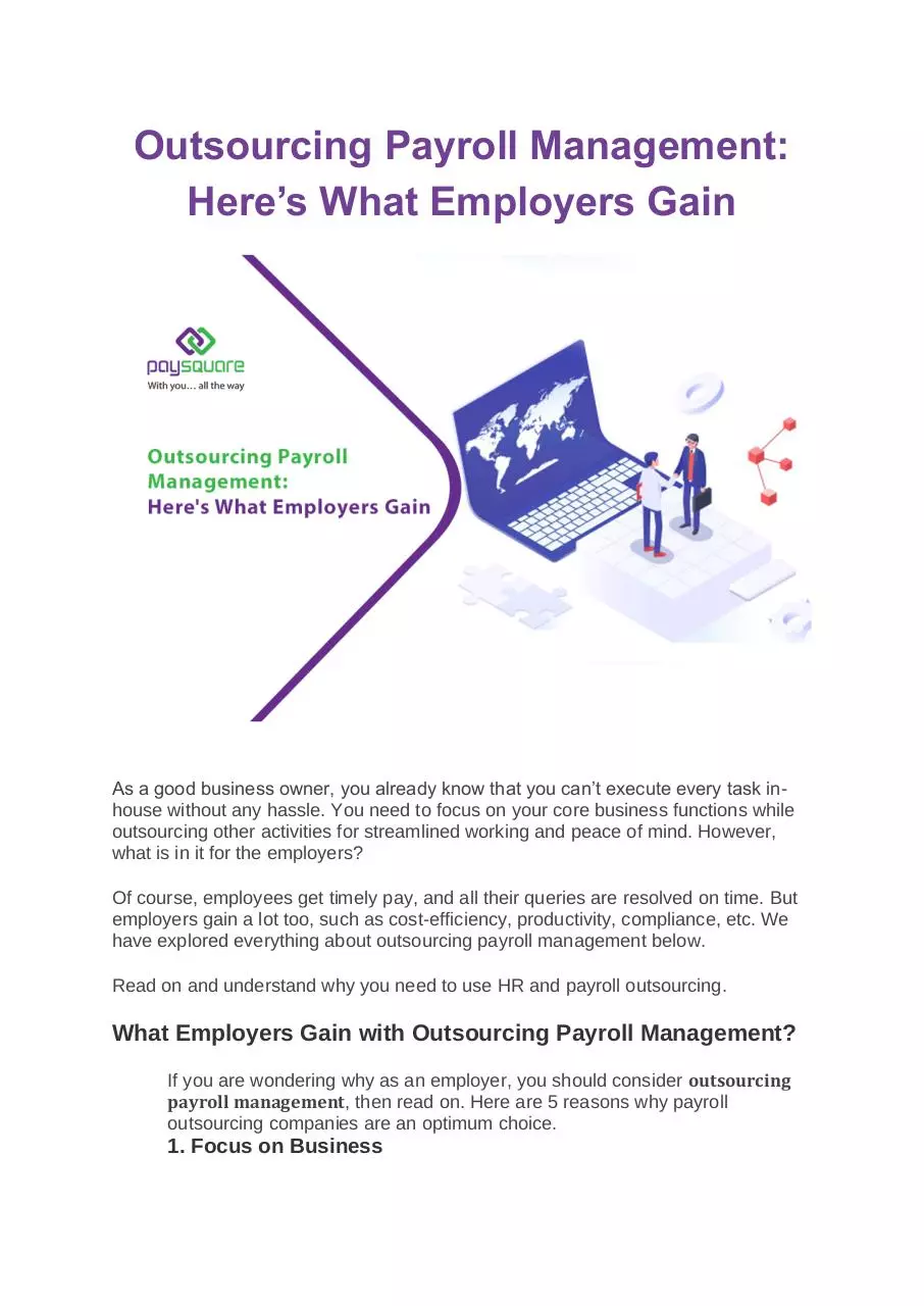 Page 1 of 6, Outsourcing Payroll Management