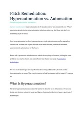 Page 1, Patch Remediation Hyperautomation vs. Automation