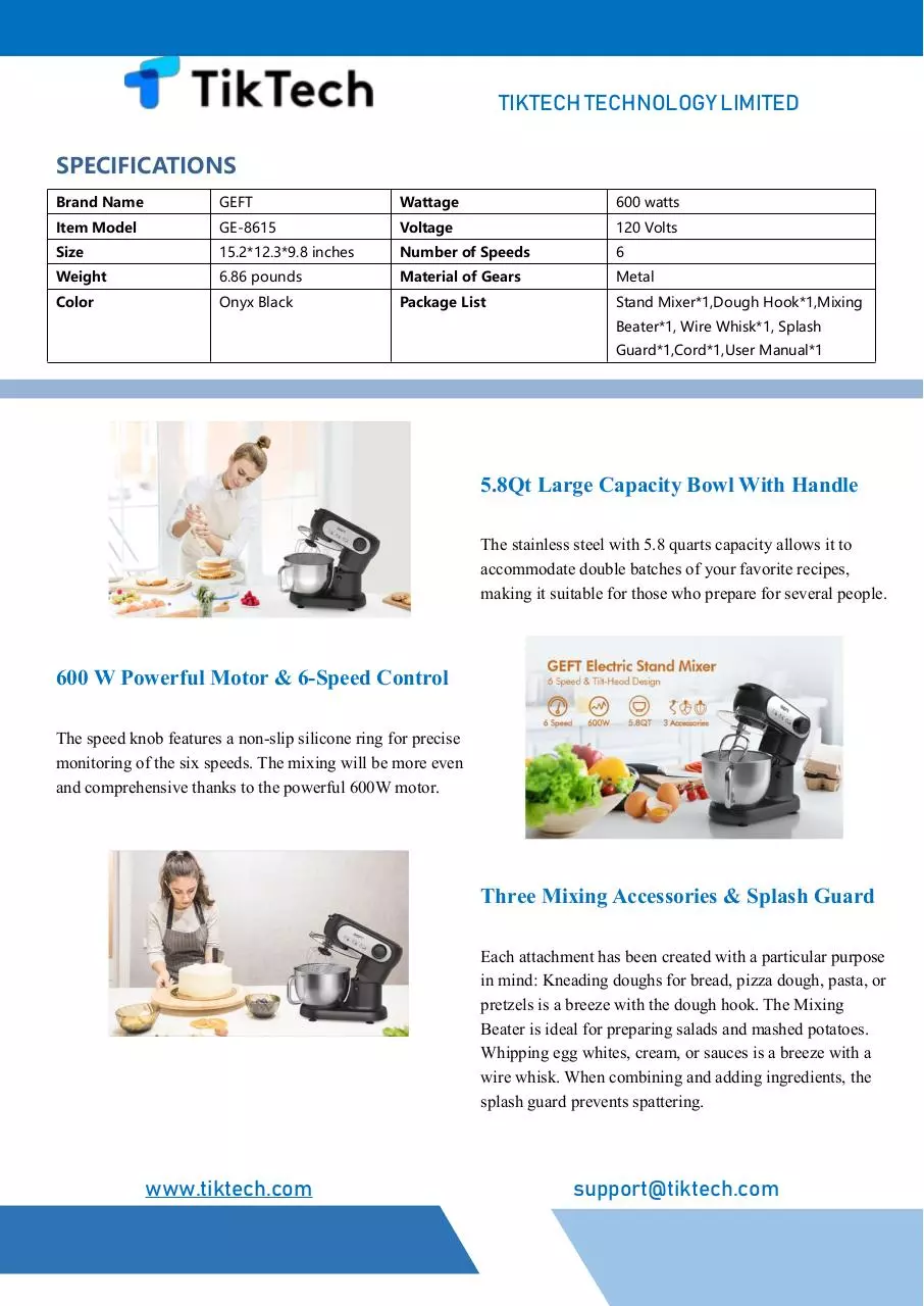 Page 2 of 2, GEFT 5.8 QT 6 Speed Stand Mixer