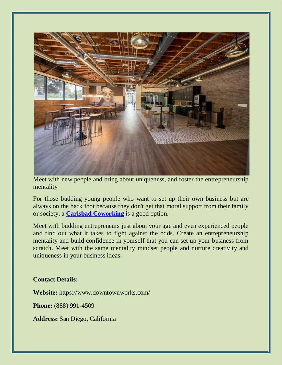 Page 2 of 2, Want a thriving business Focus on Carlsbad Coworking!