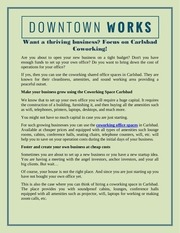 Page 1, Want a thriving business Focus on Carlsbad Coworking!