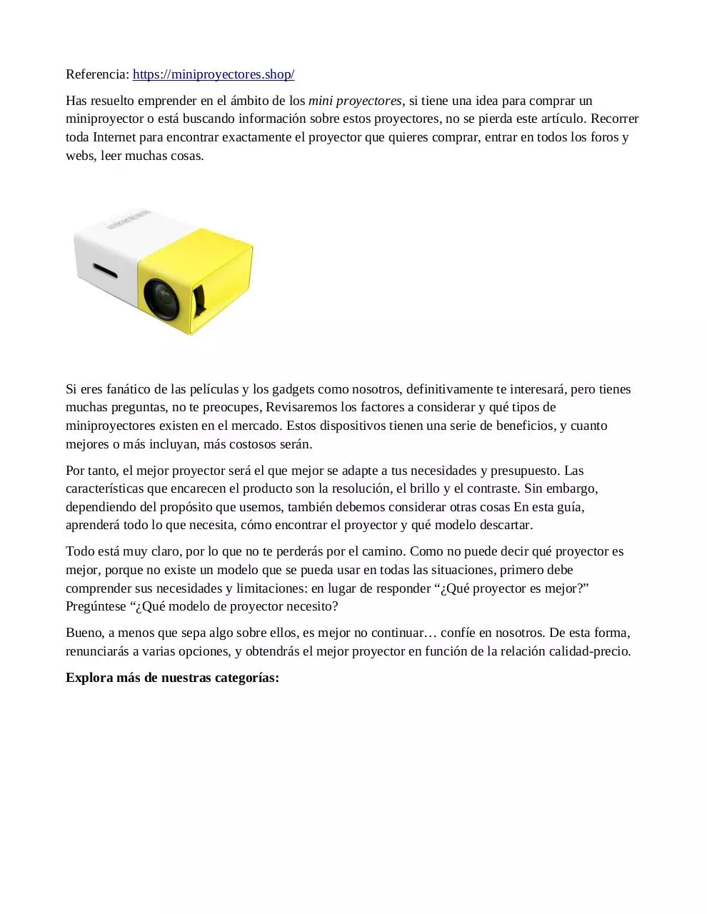 Page 1 of 18, Mini proyectores