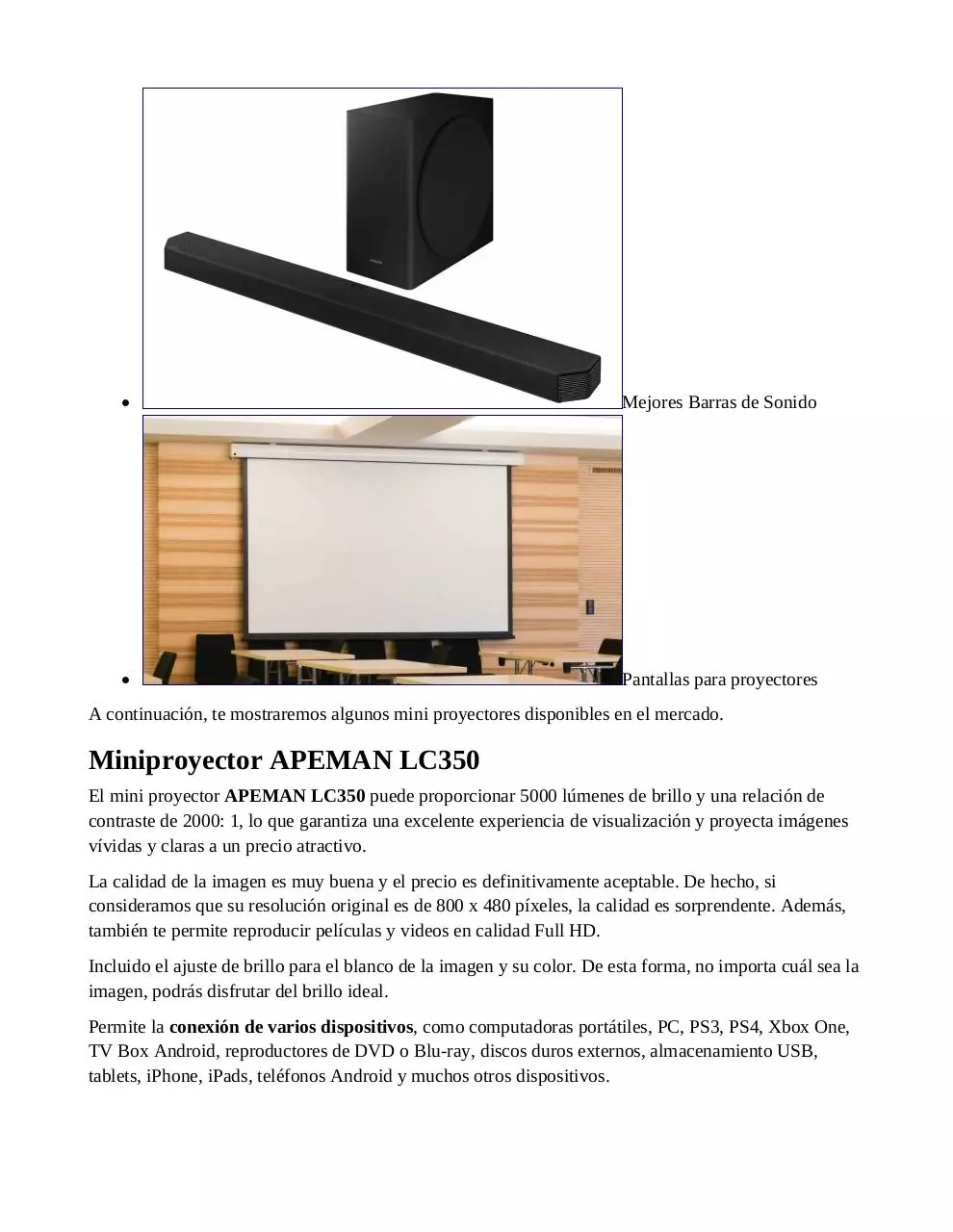 Page 3 of 18, Mini proyectores