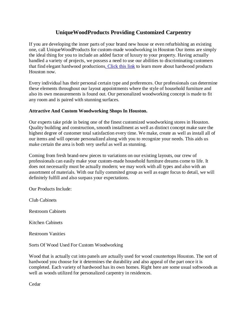 Page 1 of 2, UniqueWoodProducts Providing Customized Carpentry