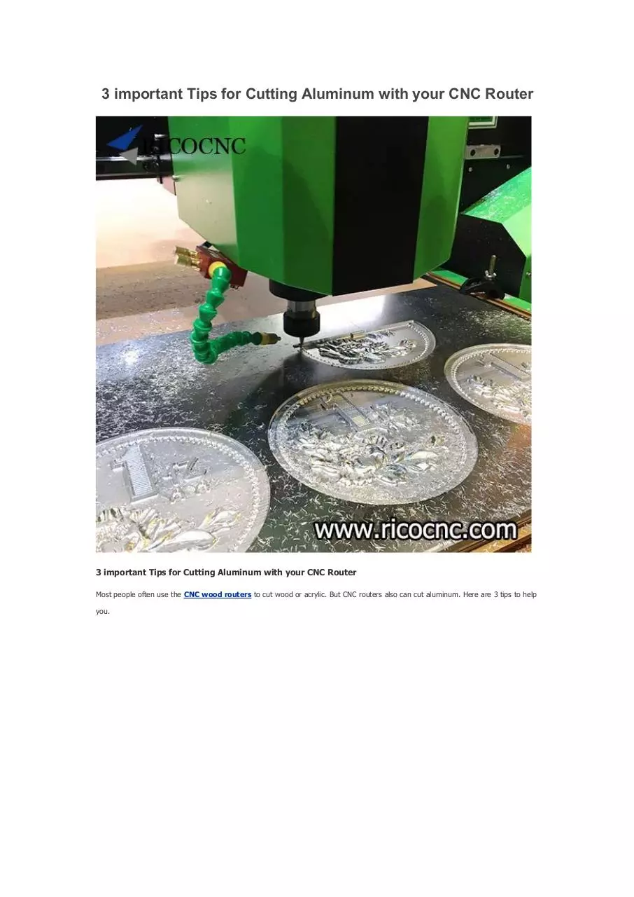 Page 1 of 5, 3 important Tips for Cutting Aluminum with your CNC Router