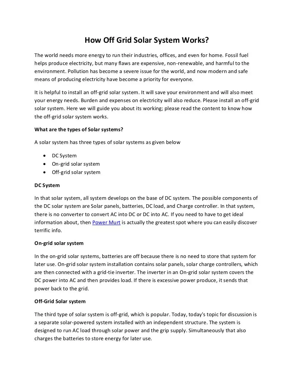 Page 1 of 2, 11. how off grid solar system works