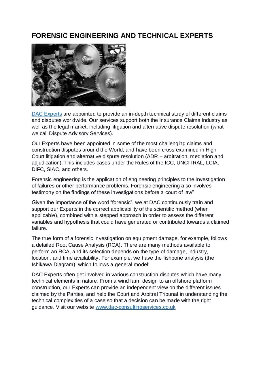 Page 1 of 1, FORENSIC ENGINEERING AND TECHNICAL EXPERTS