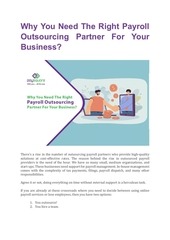 Page 1, Why You Need The Right Payroll Outsourcing Partner For Your Business
