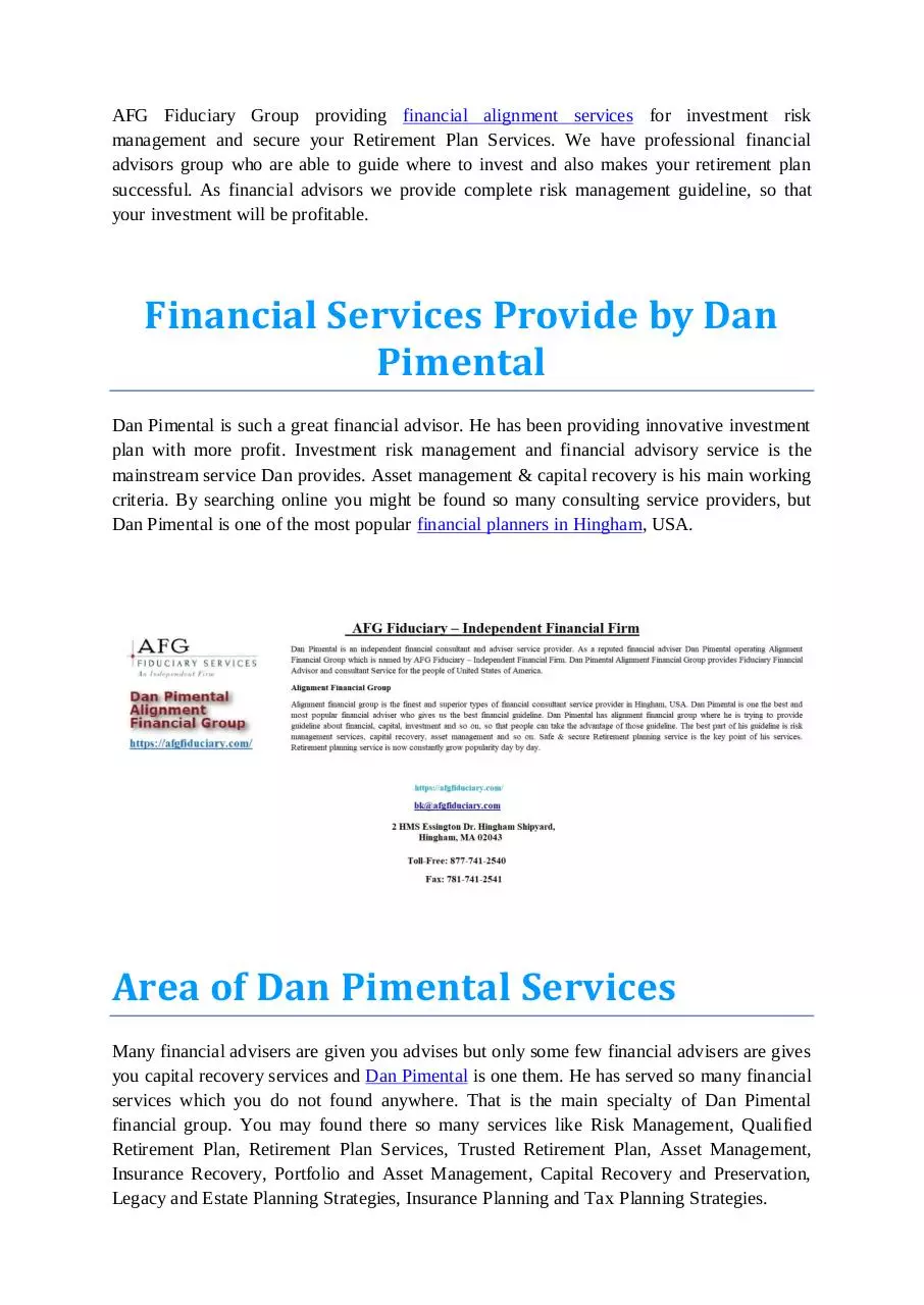 Page 2 of 4, Portfolio of Dan Pimental Alignment Financial Group